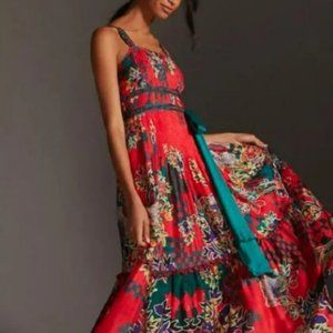 Anthropologie Pleated Floral Midi Dress by Bhanuni by Jyoti